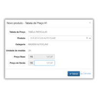 Imagem da tela Tabelas de Preços